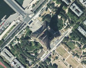 Aerial photo of the Eiffel Tower