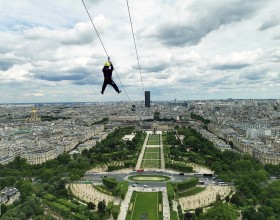 Zip line at the Eiffel Tower