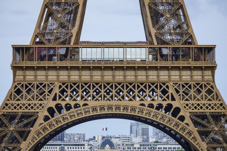 Names of scientists encircling the 1st level of the Eiffel Tower