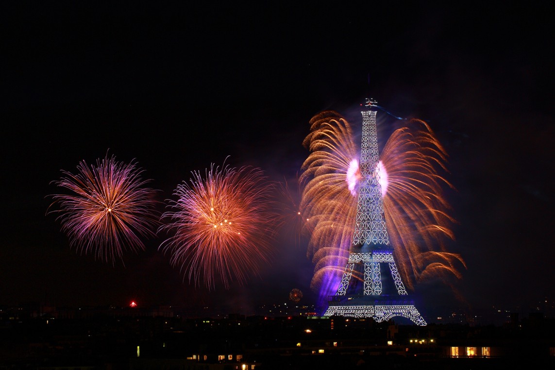 Photo of fireworks over the Eiffel Tower
