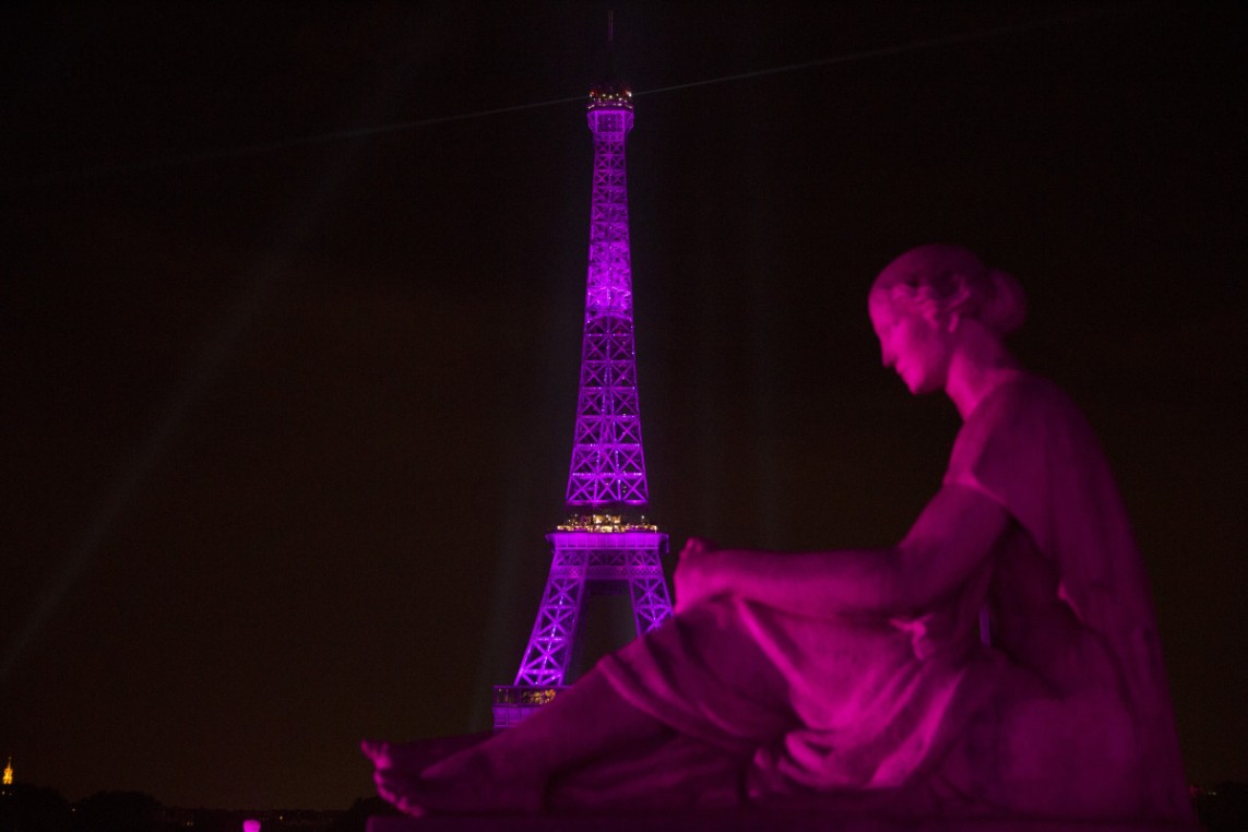 Pink October Illumination of the Eiffel Tower