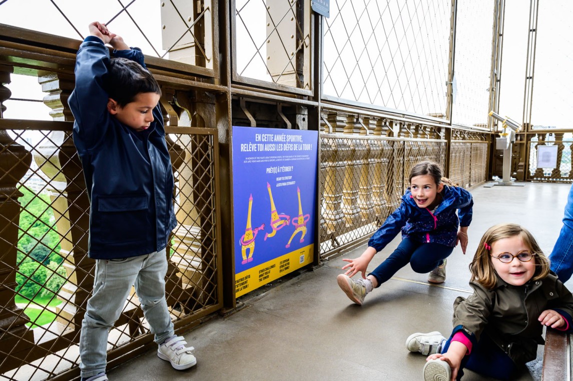 A panel of the sports-themed circuit on the Eiffel Tower's first floor
