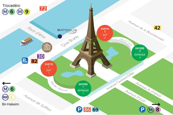 Map to the Eiffel Tower
