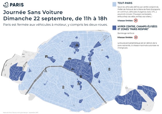 Map of Paris - Car-Free Day